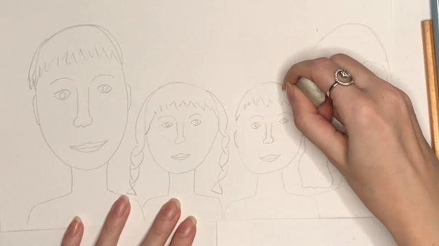 Портрет семьи. Как рисовать в детском саду семейный портрет? Акварель и восковые мелки.