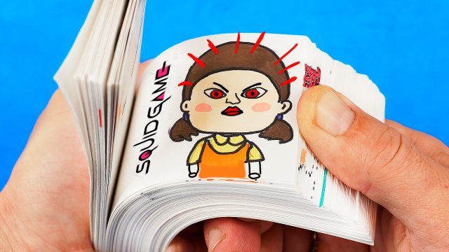 Анимация Игра в Кальмара! Как сделать флипбук поделки из бумаги