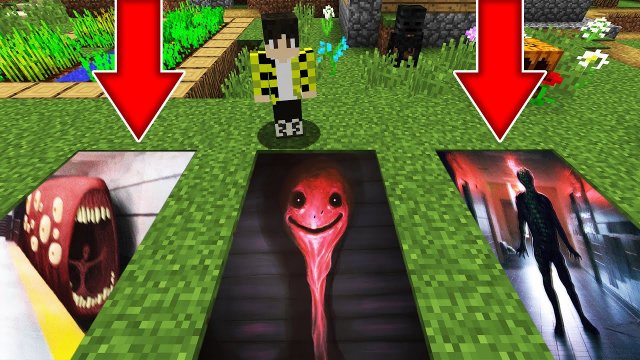 Выбери правильную яму ПОЕЗД ПОЖИРАТЕЛЬ или ХОЗЯИН SMILE ROOM или VERY SCARY MAN в майнкрафт
