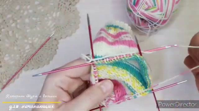 Вязание Носков на 5 спицах. Подробно для начинающих. Самый легкий способ носков из секционной пряжи