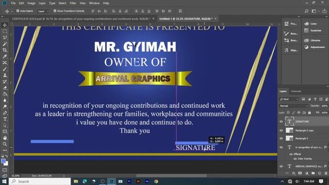 HOW TO DESIGN A CERTIFICATE WITH GOLD GRADIENT