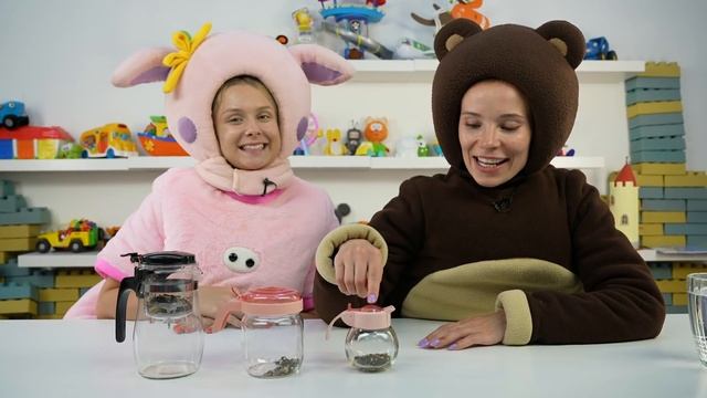 Кукутик Свинка Няша vs Медведь челлендж с едой - Большая Маленькая или Средняя