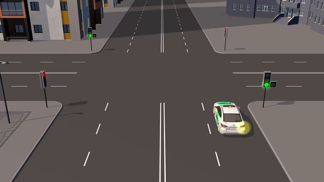 Курсы ПДД : Светофор с доп. секцией без контурных стрелок на основном сигнале.