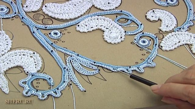 Ирландское кружево - Вязание крючком полотна с завитками 54