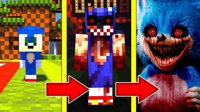 Как менялся СОНИК.EXE и его жизненный цикл в майнкрафт ! Эволюция моба SONIC.EXE в MINECRAFT