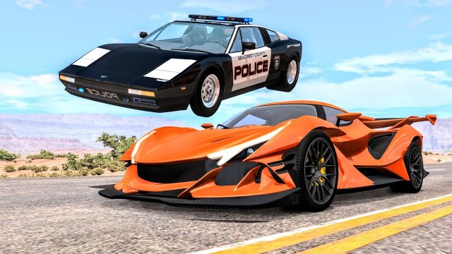 Сумасшедшие полицейские погони  - Аварии на BeamNG Drive