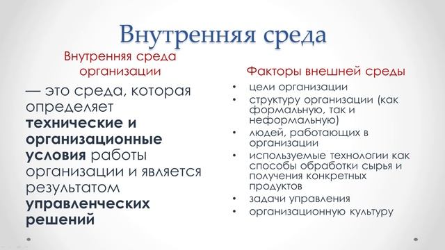 Анализ внешних и внутренних условий развития организации