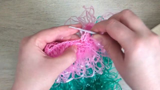 Вязание мочалки крючком с вытянутыми петлями, которые не распустятся!!! ???
