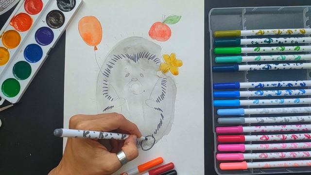 Как нарисовать ёжика. Урок рисования для детей от 3 лет поэтапно шаг за шагом.