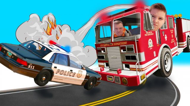ПОЖАРНЫЕ против ПОЛИЦИИ в GTA5!!! Работаем на ПОЖАРНОЙ МАШИНЕ