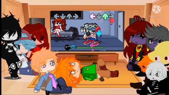 FNF characters reacts to VS Stickman MOD //  Ft. FNF week characters // Gacha Club // (Muted)