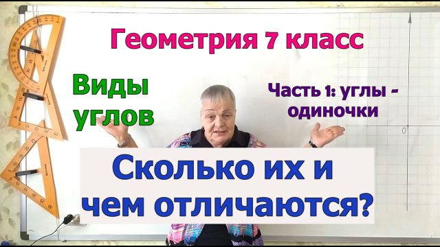 Виды углов - прямой угол, острый угол, тупой угол, развернутый угол, полный угол. 7 класс.