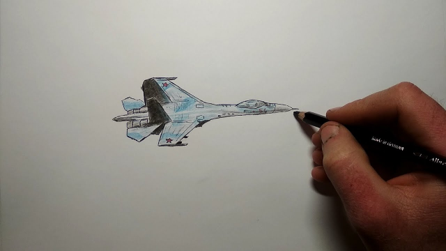 Истребитель СУ-27 - Как нарисовать