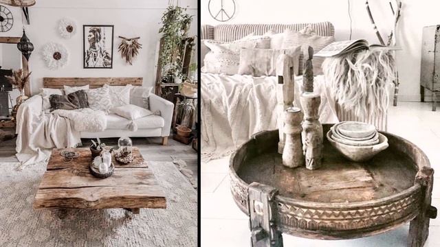 Chic Boho Coffee Table Design and Decor. Bohemian Style Coffee Table Ideas.
