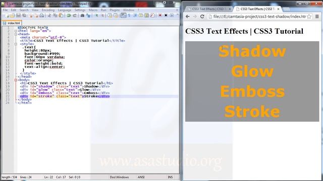 Shadow, Glow, Emboss, Stroke - CSS3 Text Effects - CSS3 Tutorial - English Version