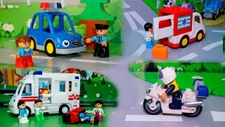 Мультики для детей с игрушками про Полицейскую машину и Скорую помощь!.mp4