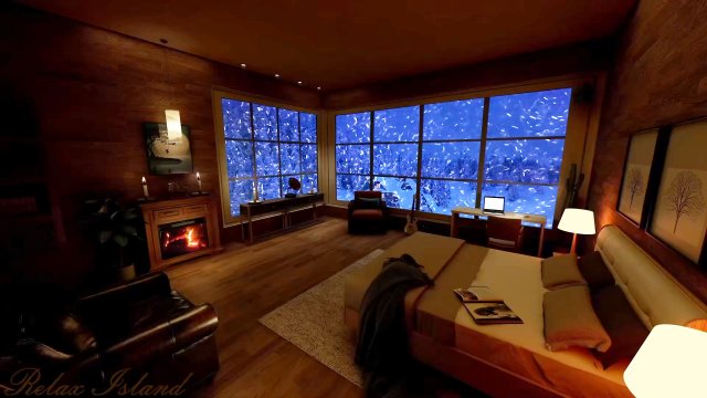 ❄️ Глубокий сон под шум метели и вьюги за окном и звуки огня и теплый камин в гостиной 3 часа ?