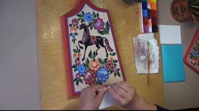 Городецкая роспись Лошадка   часть 2