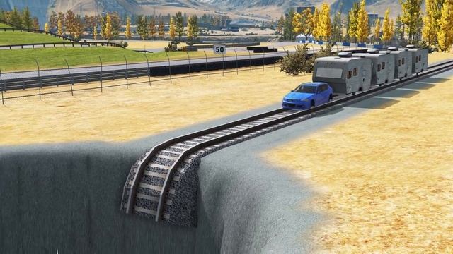 Поезда против Гигантской ямы #2 – BeamNG.Drive