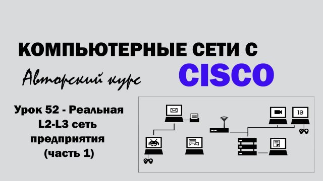 Компьютерные сети с CISCO - УРОК 52 из 250 - Реальная L2-L3 сеть предприятия (часть 1)