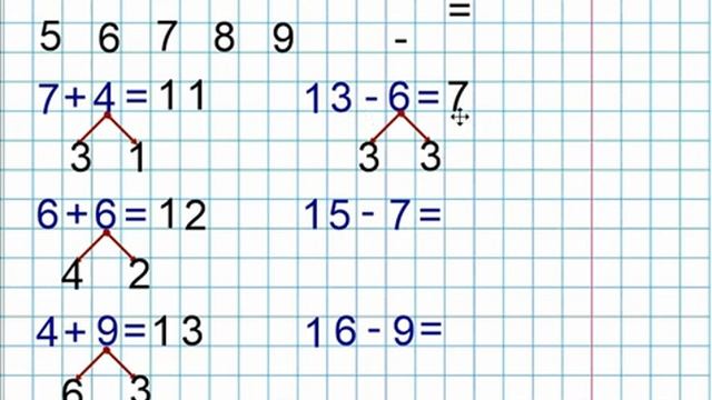 СЛОЖЕНИЕ И ВЫЧИТАНИЕ В ПРЕДЕЛАХ  20 С ПЕРЕХОДОМ ЧЕРЕЗ ДЕСЯТОК