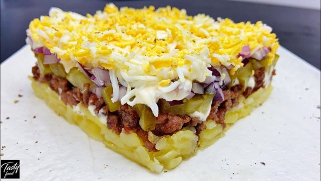 Слоеный Сытный Салат По-Деревенски!