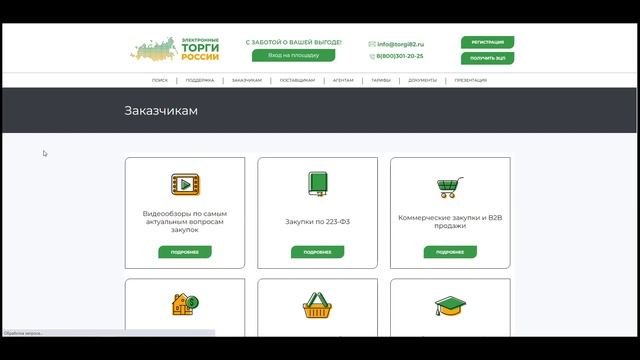 Обзор открытой части площадки Электронные торги России