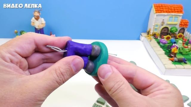 БЕЗУМНЫЙ ДЕЙВ и ГАРГАНТЮА из игры Растения против Зомби | Видео лепка