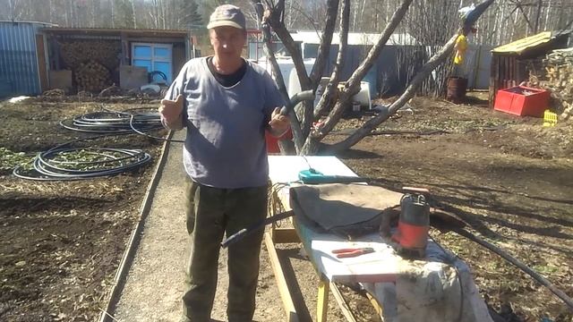 Продувка летнего водопровода. Воздуходувка - компрессор.