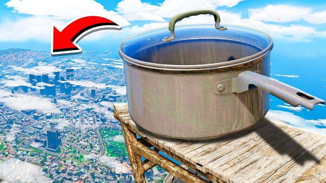 СБРОСИЛ ГИГАНТСКУЮ КАСТРЮЛЮ С ОБРЫВА ГТА 5 МОДЫ МУРКА