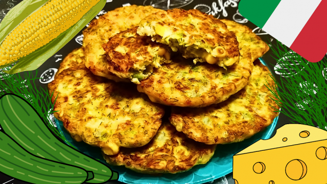 КАБАЧКОВЫЕ ОЛАДЬИ С КУКУРУЗОЙ ПО-ИТАЛЬЯНСКИ / Вкуснейшие кабачковые оладьи / Итальянская кухня