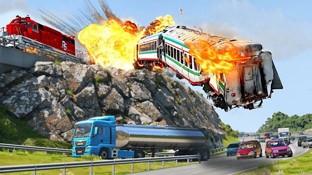 Террористы захватили и взорвали поезд. Бемиджи Драйв - BeamNG.drive