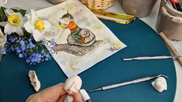 Ватная композиция                   "Эльфик- путешественник"                             часть 6