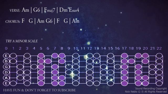 Минус для гитаристов Ля Минор Am в стиле Спейс Рок Space Rock