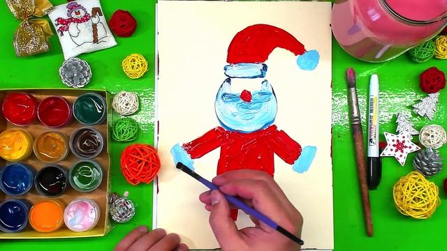 Дед Мороз КРАСКАМИ рисуем ГУАШЬ урок рисования от Рыба Кит папа рисует