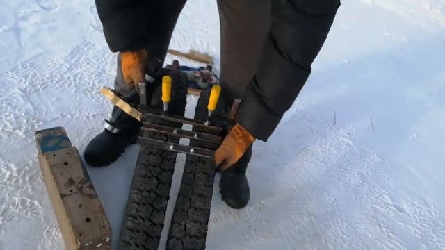 Самодельная гусеница на снегокат готова