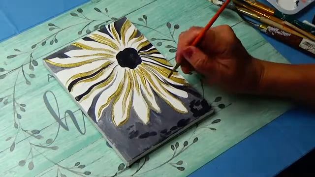 РИСУЕМ ЗОЛОТОЙ ЦВЕТОК || АБСТРАКЦИЯ