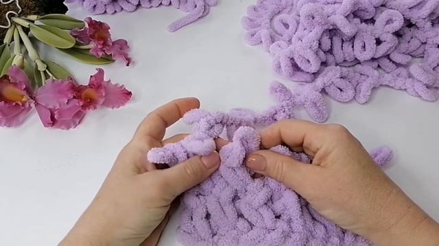 Пряжа Alize Puffy. Узор для пледа "Сердечки"