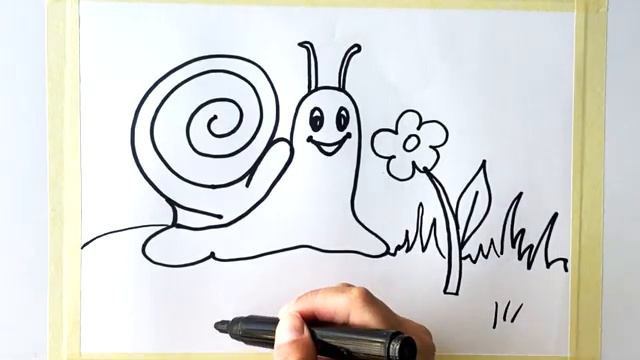Улитка_ Видеоурок Как нарисовать улитку поэтапно. урок рисования для детей.