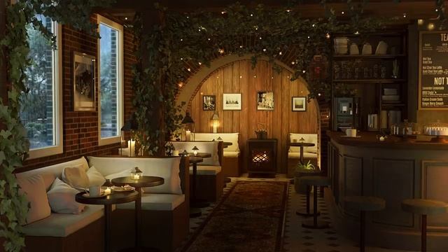 Rainy Coffee Shop Ambience with Calm Jazz Music and Rain Sounds for Sleep, Study.mp4