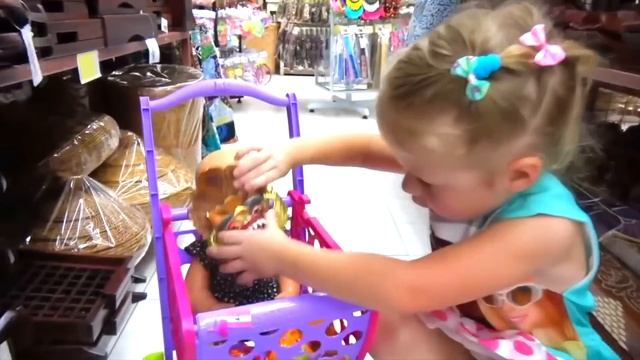 Nastya Pretend Play in Shopping with Baby Doll and Toys!