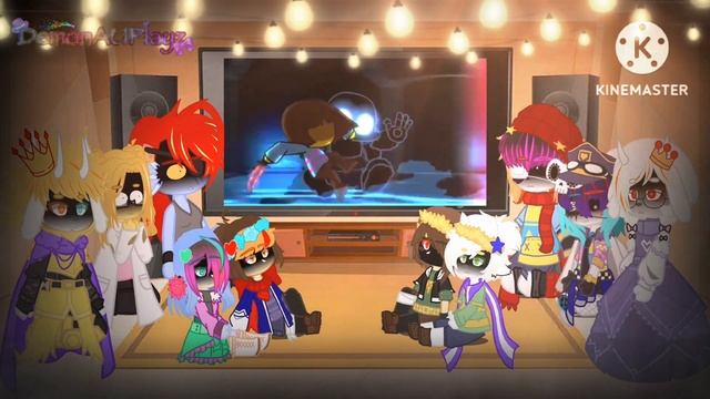 "Undertale react to Chara vs Nightmare! Sans"[Part 1][My AU❗️][Twisted Soul AU][Read Desc❗️]