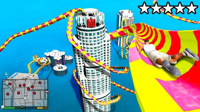 БЕЗУМНЫЙ СПУСК СО СКОЛЬЗКОЙ ГОРКИ В ГТА 5 МОДЫ! АКВАПАРК ОБЗОР МОДА GTA 5! ГТА МОД MODS ИГРЫ