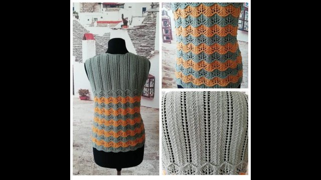 Кофточка из пряжи Ализе котон голд. Вязание спинки изделия.