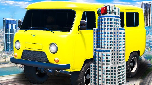 КАТАЕМСЯ НА ГИГАНТСКОМ УАЗ БУХАНКА В ГОРОДЕ! ОГРОМНЫЕ РУССКИЕ МАШИНЫ ГТА 5 МОДЫ МУРКА