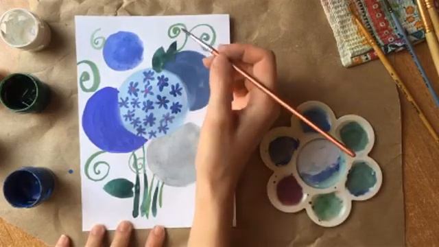 #Рисуем цветочный букет #гуашь