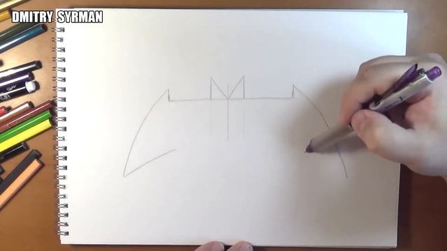 How to draw Batman Logo, Как нарисовать знак Бэтмена