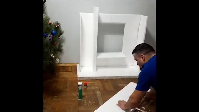 DIY fireplace foam Камин из пенопласта  своими руками