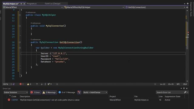 MariaDb and Visual Studio