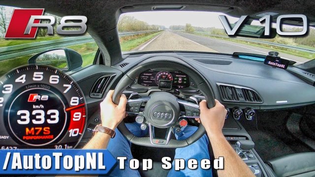 AUDI R8 V10 PLUS | АВТОБАН POV 333 КМ/Ч | РАЗГОН И МАКСИМАЛЬНАЯ СКОРОСТЬ AutoTopNL